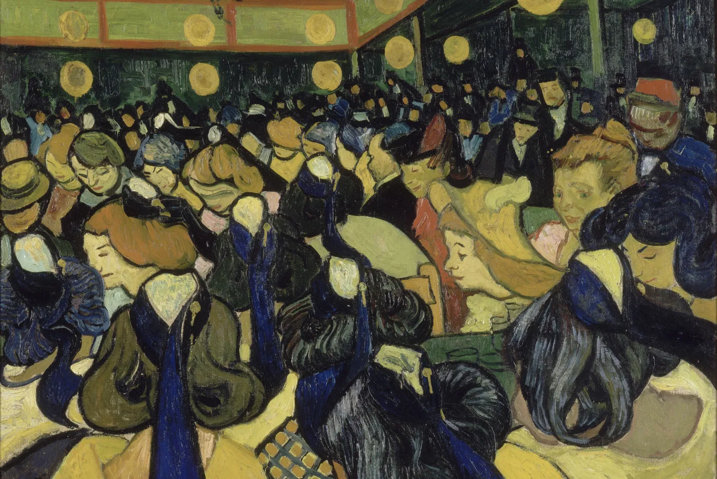 Vincent van Gogh (Dutch, 1853–1890). The Dance Hall at Arles, 1888. Oil on canvas; 25 5/8 x 33 5/8 in. (65 x 85.5 cm). Musée d’Orsay, Paris, gift of M. and Mme André Meyer, 1951, RF 1950-9.